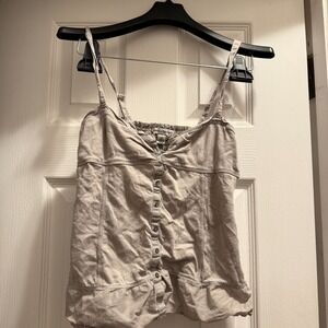 Y2K American Eagle Cami Small Button Down Spaghetti Strap Taupe